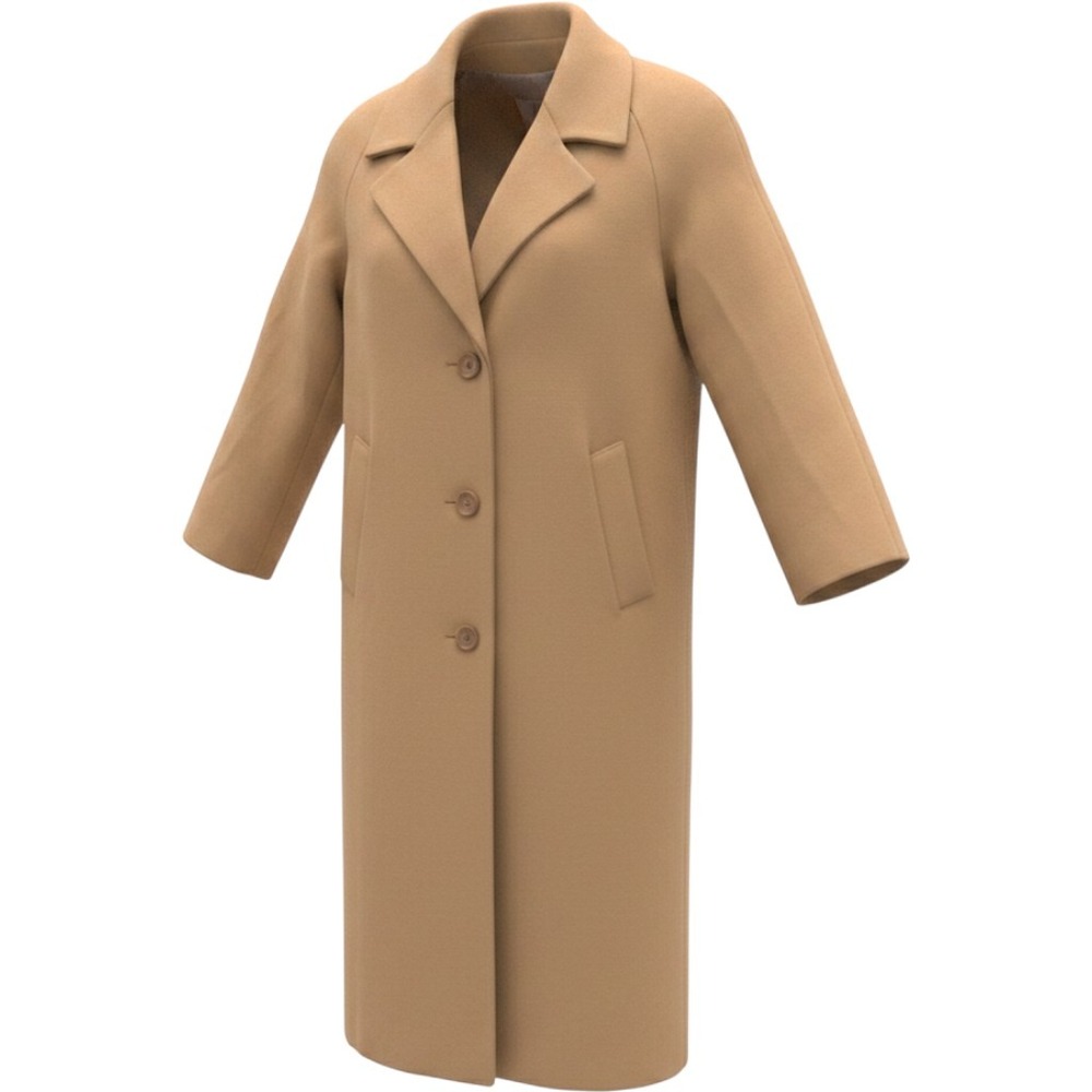 Stephanie Andrews Camel Long Overcoat Tan Button Front Wool Look Jacket Size 6